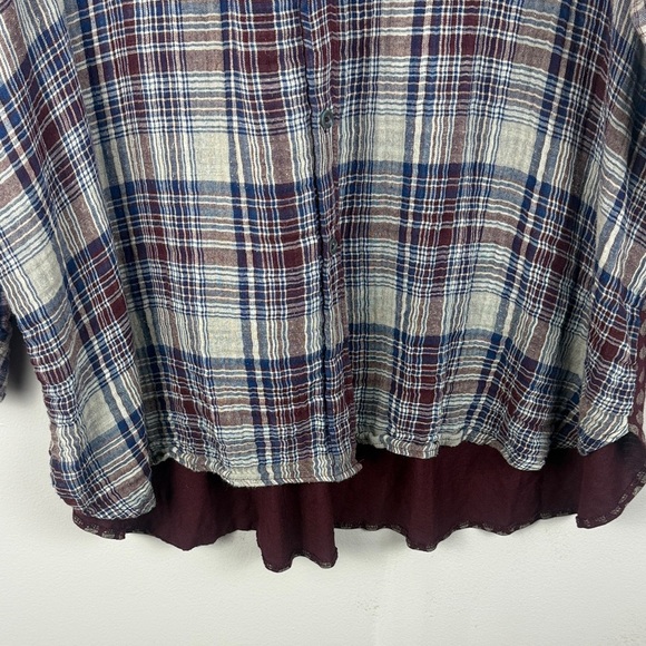 Melissa McCarthy Seven7 Blue Red Plaid Cotton Modal Blend Button-Down 2X Blouse - Picture 8 of 10
